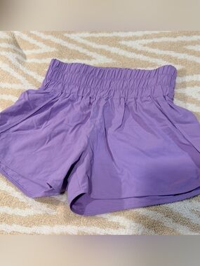 Zenana Outfitters Lavender Smocked Waist Athletic Shorts